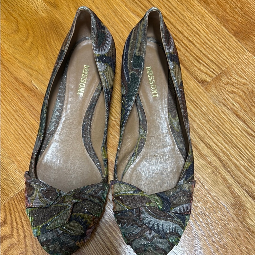 Missoni Teal Floral Flats Elegant Textile Design